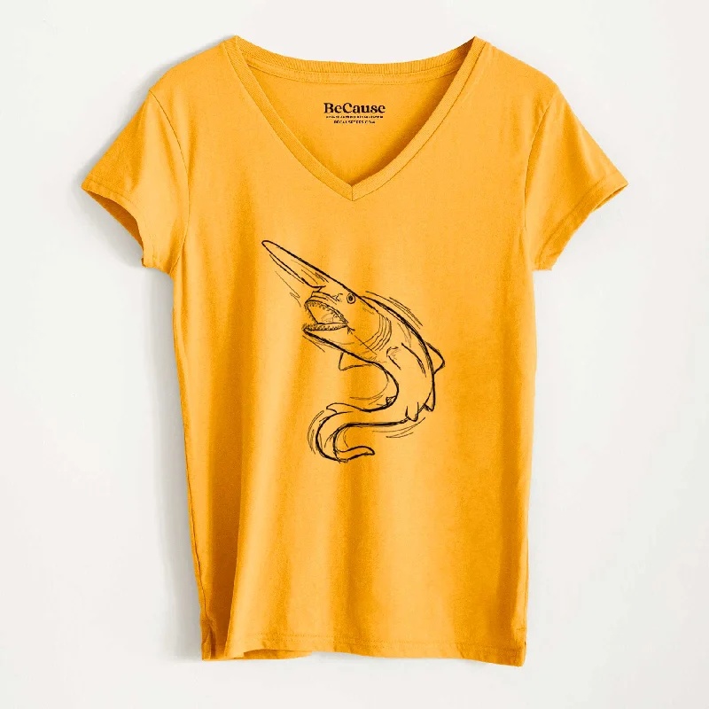 stylish cutout shoulder top for women -Goblin Shark - Women's 100% Recycled V-neck