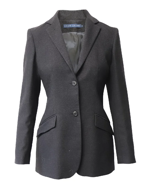 luxury designer winter coat for women -Ralph Lauren Single Breasted Fitted Blazer in Black Wool