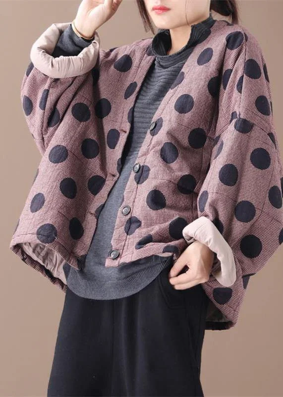 ladies' sporty windbreaker -Luxury casual jackets red plaid dotted v neck Button Down women coats