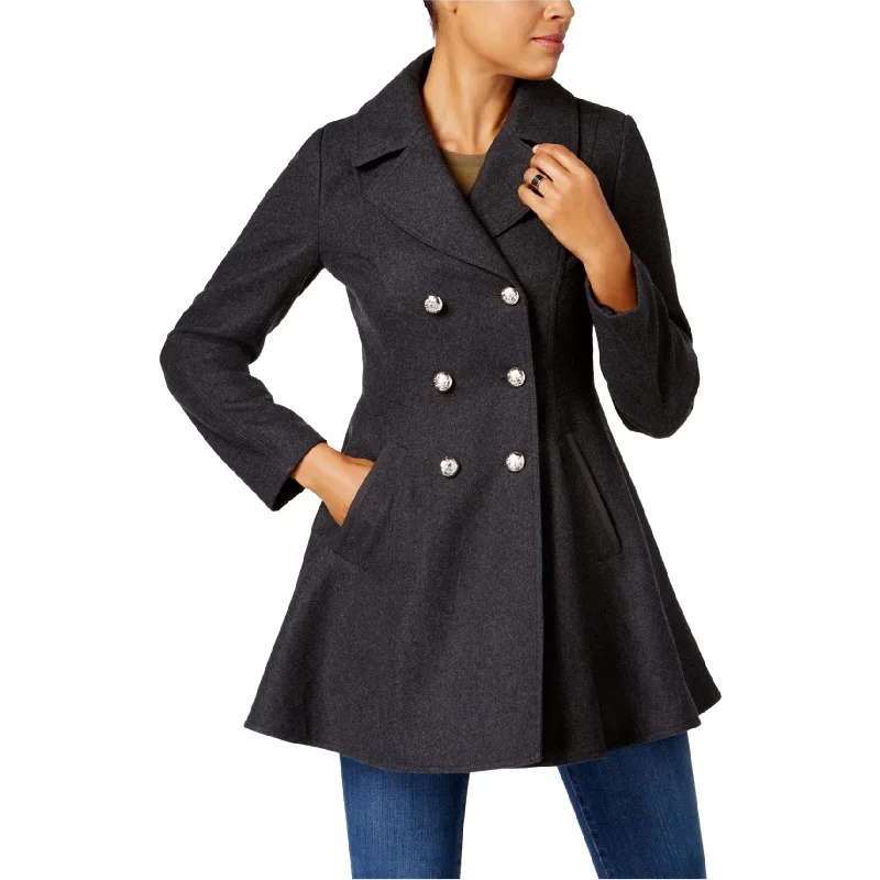 ladies' quilted coat -Laundry Womens Double-Breasted Pea Coat, Grey, X-Small