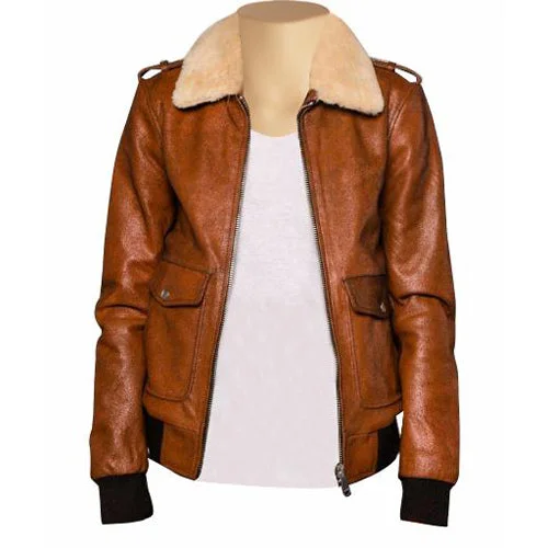 versatile trench coat for ladies -Dominic's bomber style leather jacket with fur collar