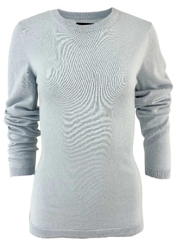 loose-fitting tunic top for women -Brandon Maxwell Cashmere Blend Sweater in Light Blue