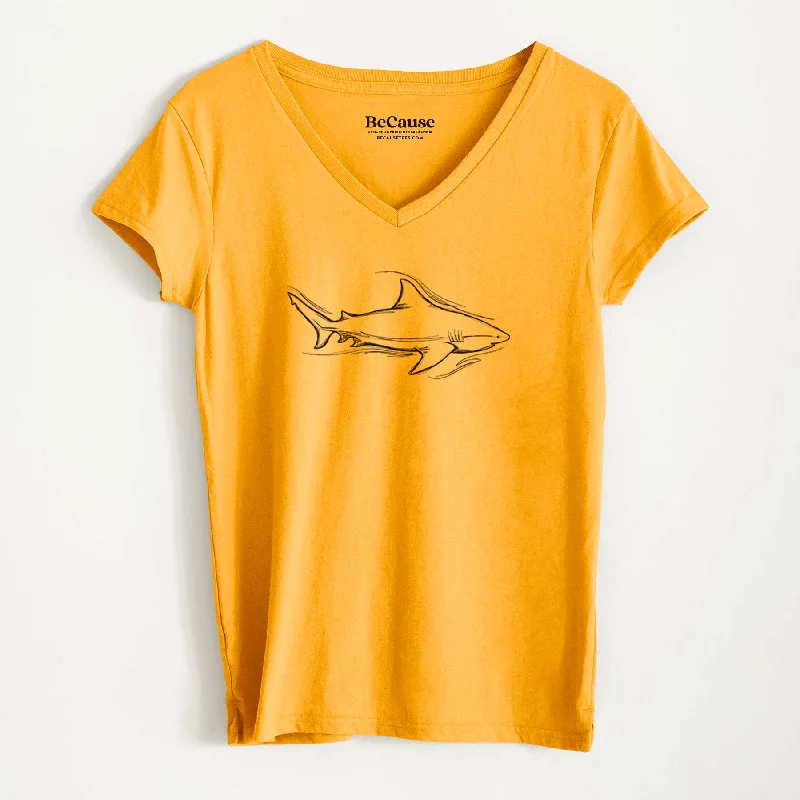 comfortable bamboo fabric top for women -Bull Shark - Women's 100% Recycled V-neck