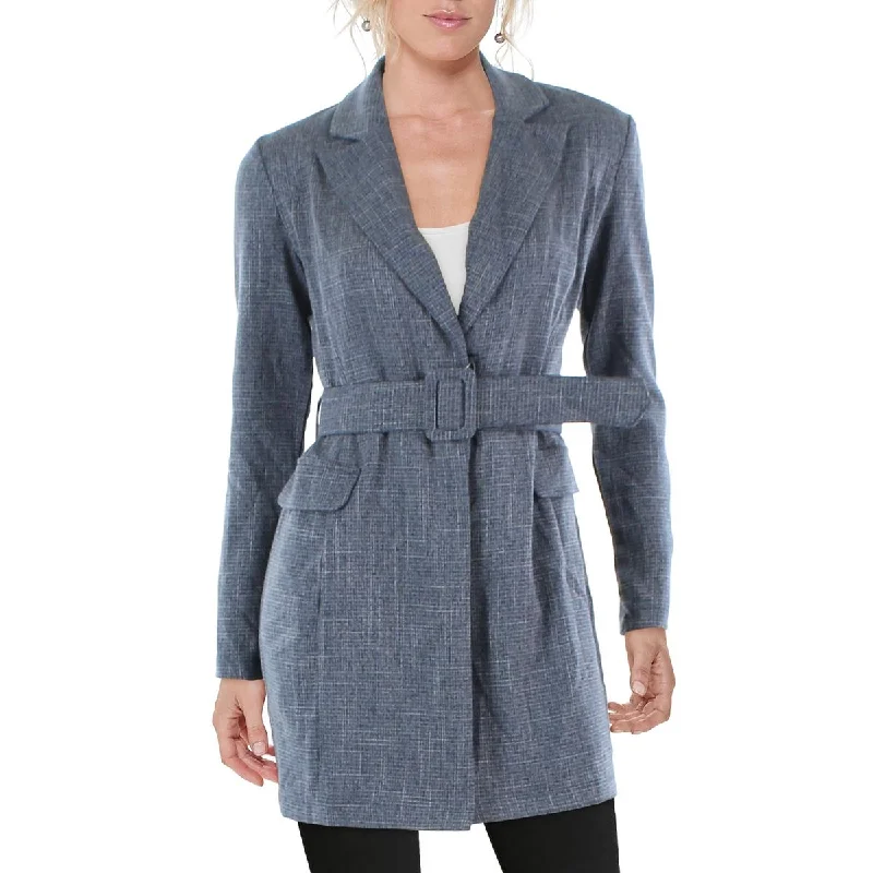 versatile casual coat for women -City Studio Womens Juniors Woven Plaid Two-Button Blazer