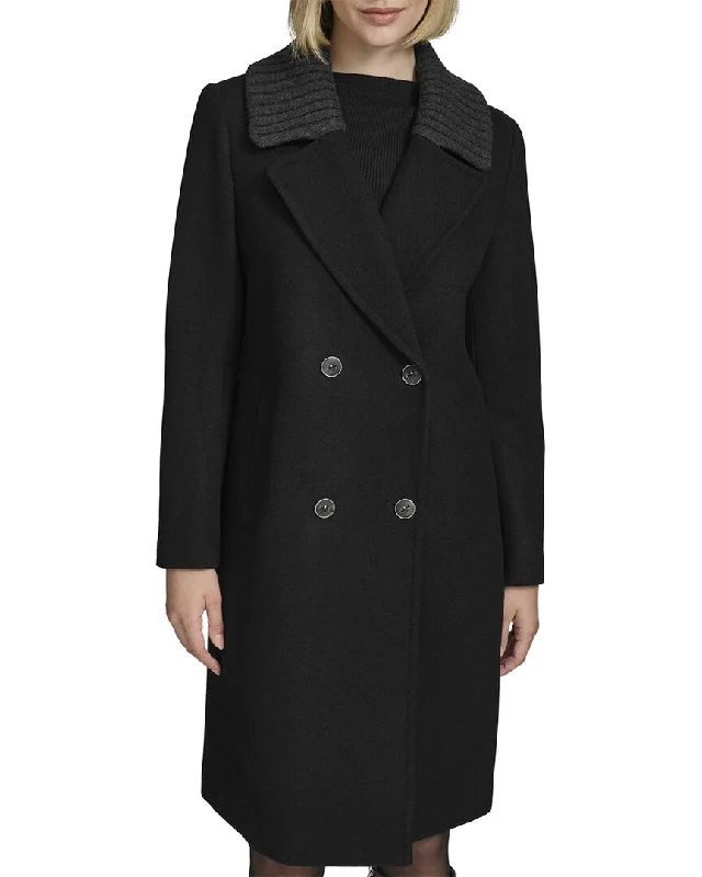 women's fur-trimmed parka -Andrew Marc Sloane Wool-Blend Coat