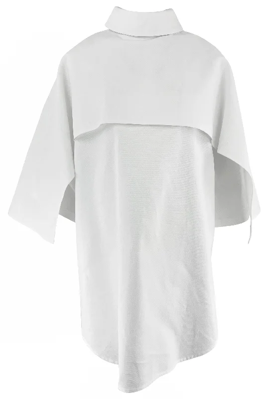 trendy puff sleeve crop top for ladies -Jil Sander Cotton Pique Cape Top in White