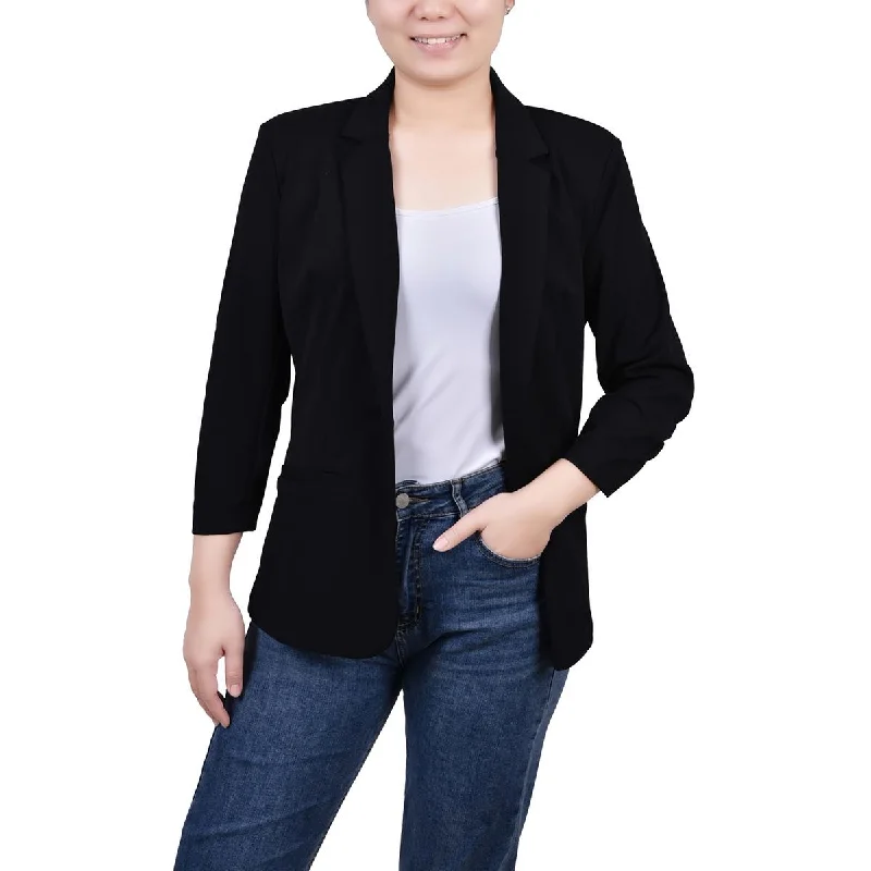 sustainable eco-friendly coat for women -NY Collection Womens Petites Three Quarter Sleeve Office Wear One-Button Blazer