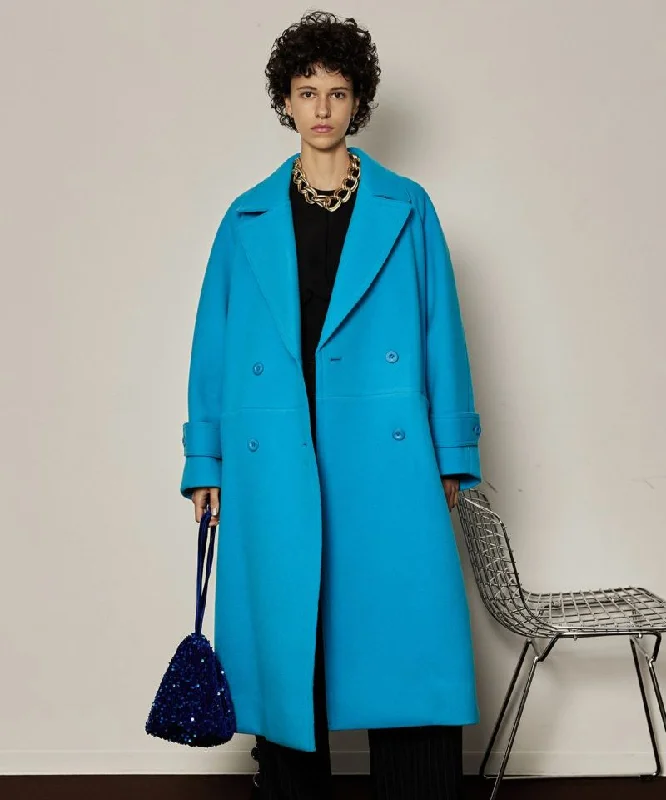 ladies' fur-lined jacket -Super140 Melton Over Coat