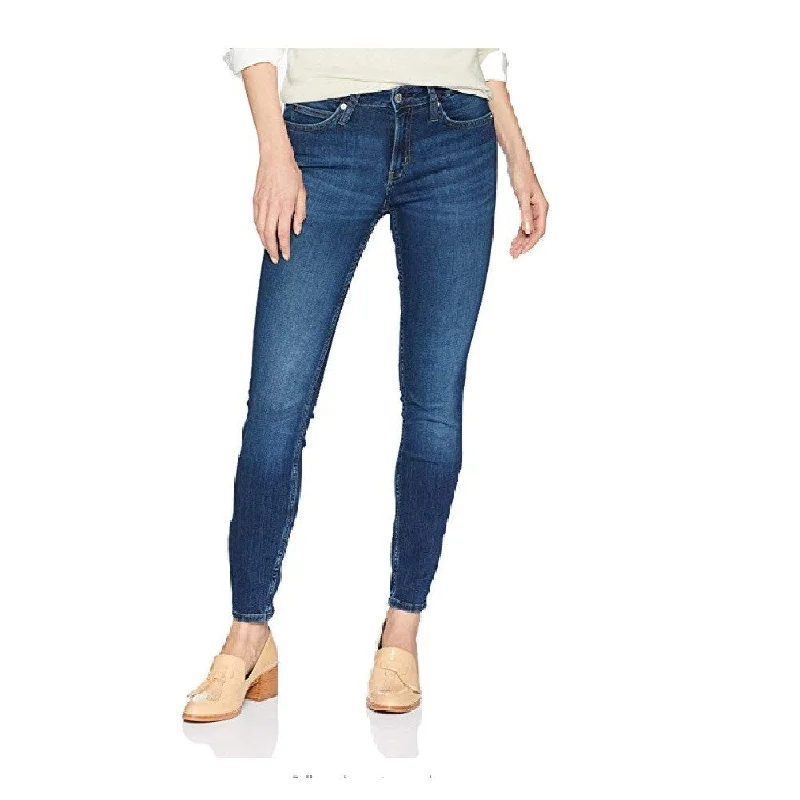 ladies' ultra-high-rise jeans -Calvin Klein Women's Mid Rise Skinny Fit Jeans Jb Blue Size 26 - 26"