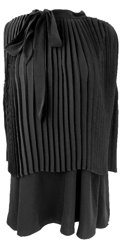 women's soft lounge top -MM6 Maison Margiela Pleated Layered Top in Black