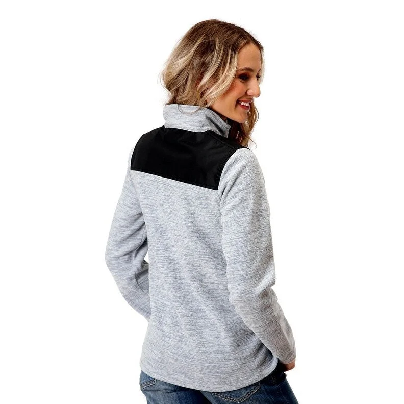 winter-ready women's parka -Roper Western Jacket Womens Fleece Logo Gray 03-098-0692-6166 GY