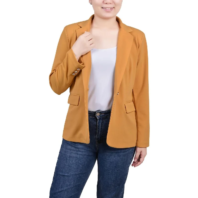 chic oversized blazer for women -NY Collection Womens Petites Collar  One-Button Blazer