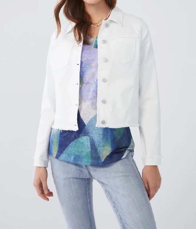 structured blazer jacket for women -Crop Shirt Jacket In White