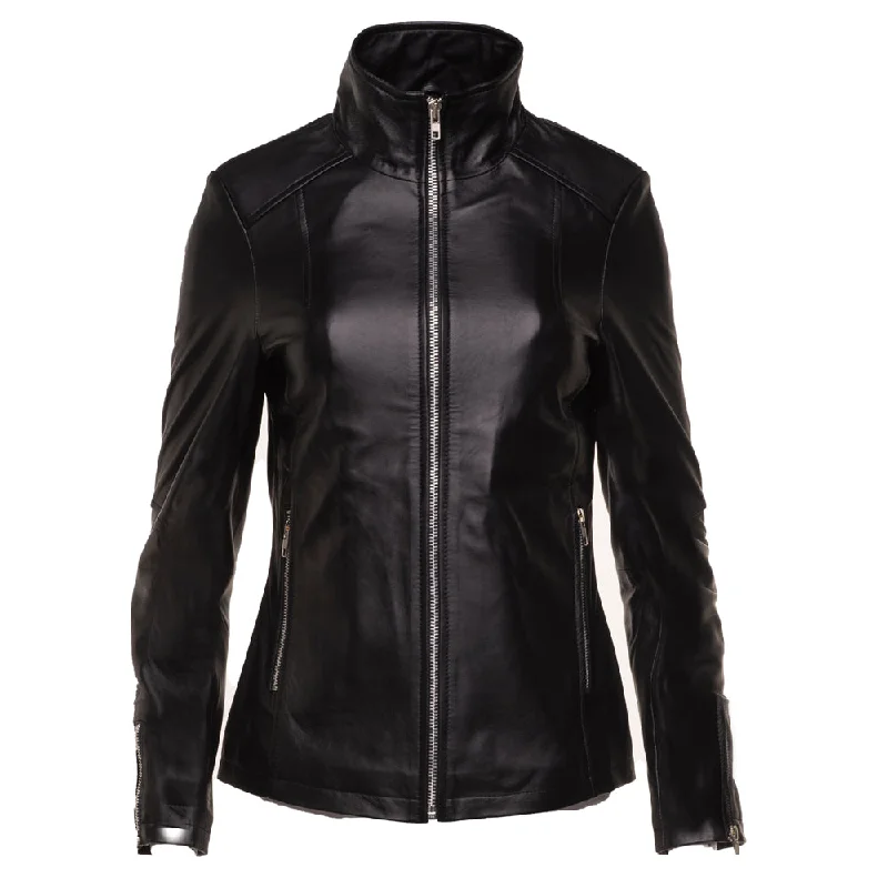 women's elegant cape coat -Jude's black leather jacket