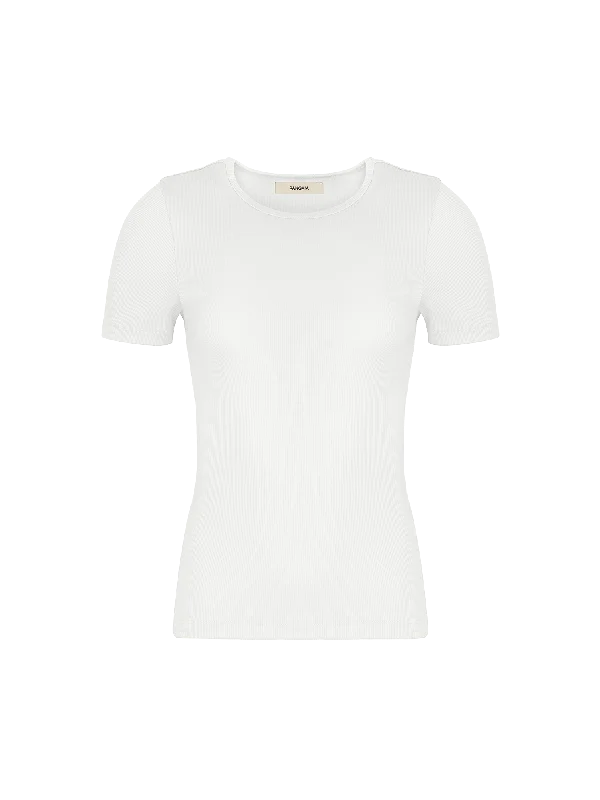 trendy square-neck blouse for ladies -Women's 365 Lightweight Rib T-Shirt—off-white