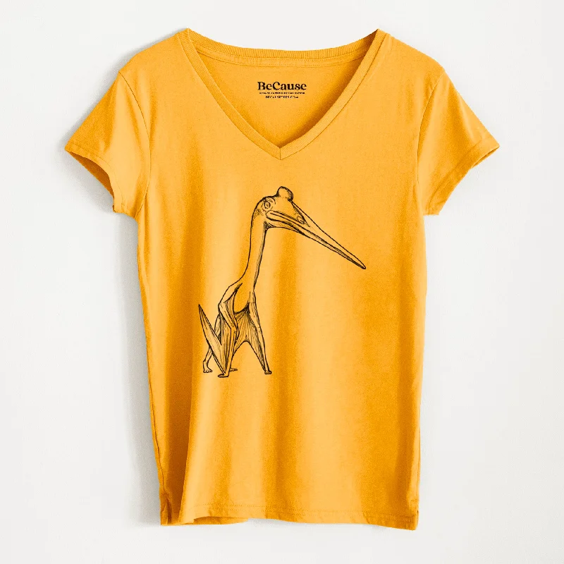 women's oversized hoodie sweatshirt -Quetzalcoatlus Northropi - Women's 100% Recycled V-neck