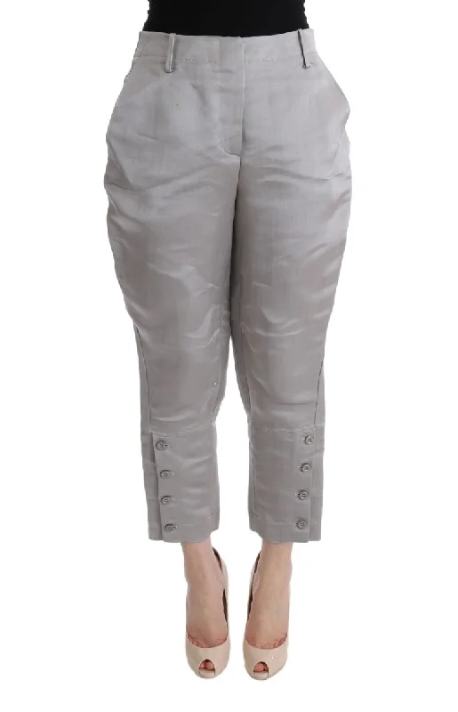 high-rise tapered jeans for women -Ermanno Scervino  Silk Cropped Casual Women's Pants