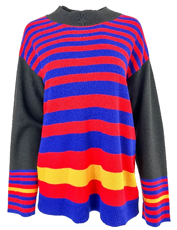 trendy crop top for women -Victor Glemaud Striped Crewneck Sweater in Multi