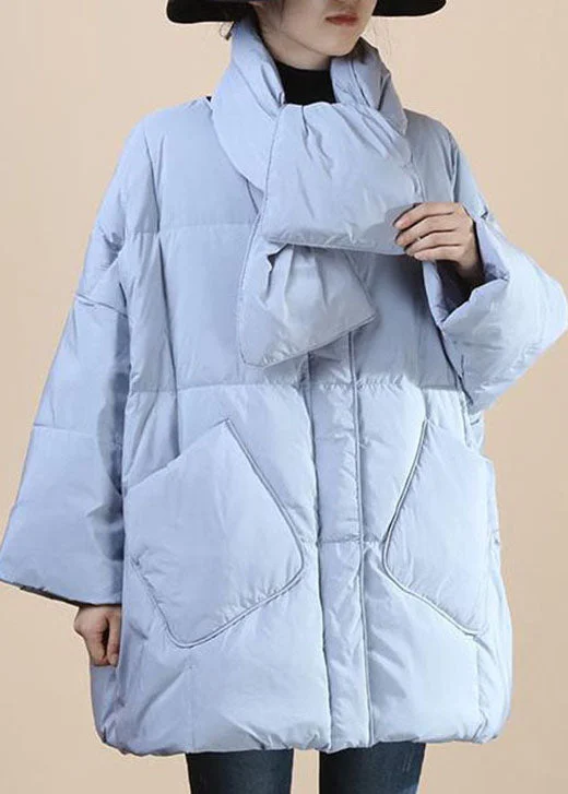 ladies' insulated ski jacket -Women Baby blue fashion Thick Pockets Winter Duck Down Winter Coats