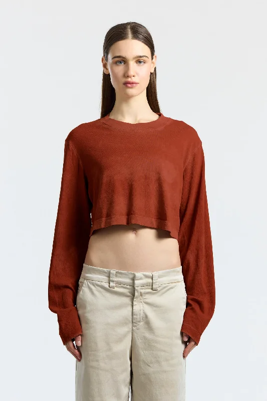 ladies' modern draped top -Tokyo Crop Shirt