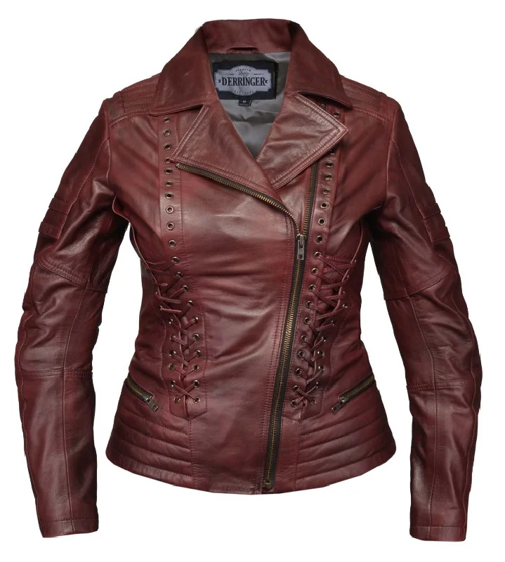 casual zip-up hoodie jacket for women -6956.00- Ladies Red Leather Jackets