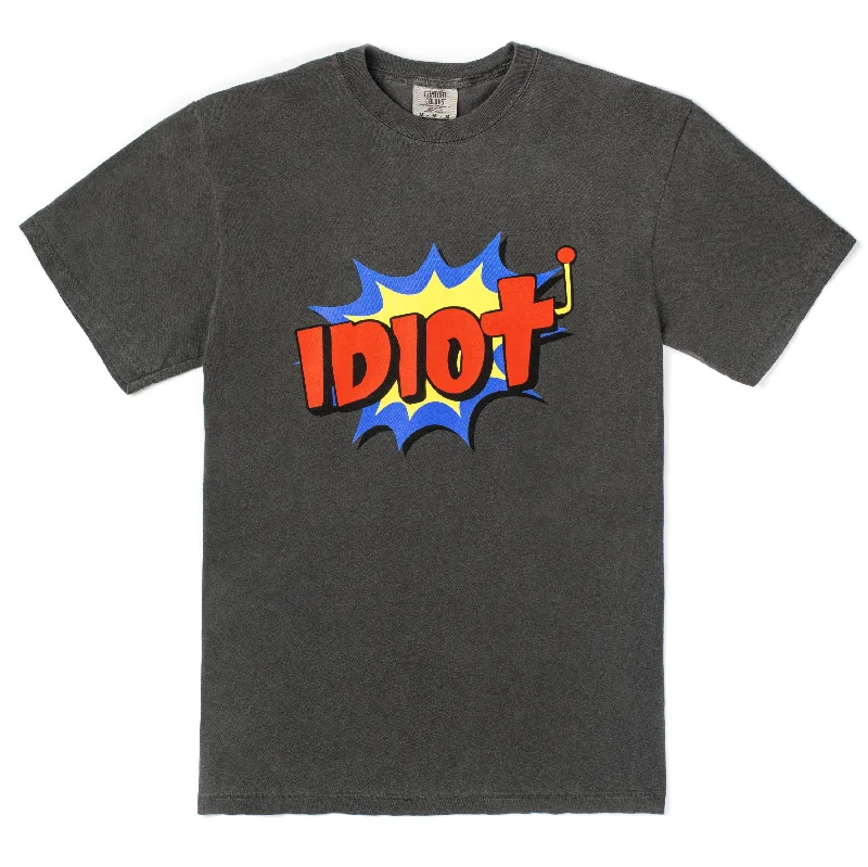 trendy velvet crop top for ladies -Idiot T-Shirt