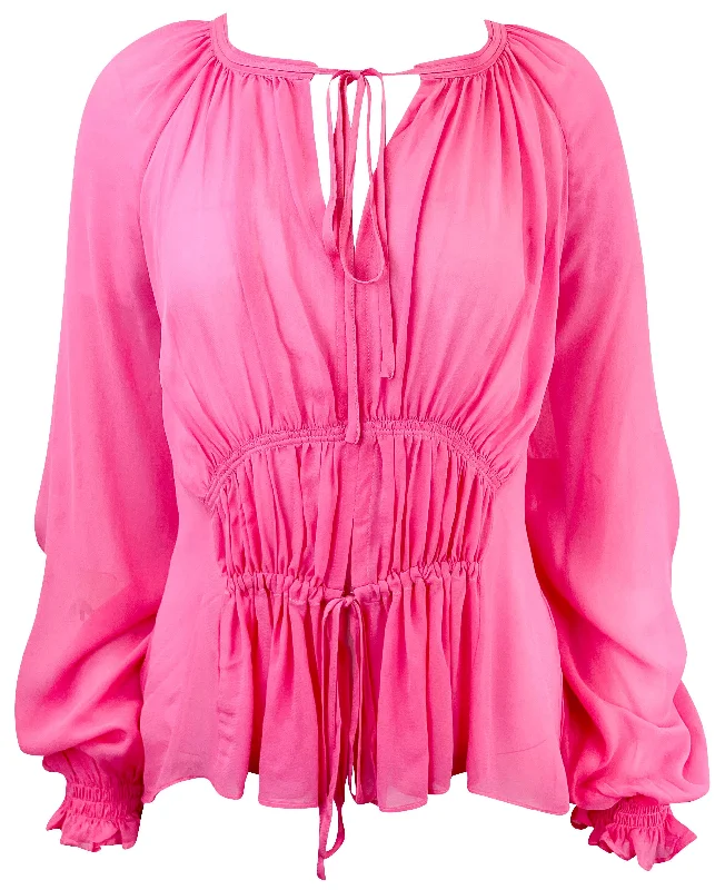 ladies' ruched front blouse -Lee Mathews Imogen Blouse in Pink