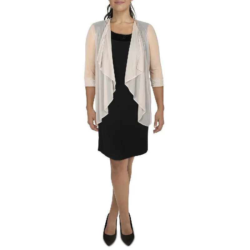 women's relaxed boyfriend blazer -R&M Richards Womens Mesh Sheer Duster Blazer