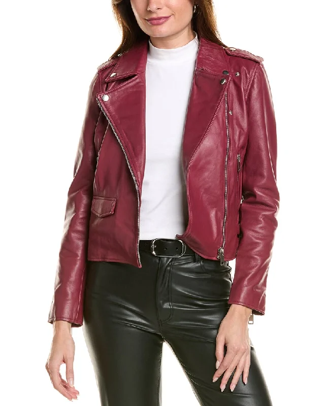 cropped faux leather jacket for women -Walter Baker Liz Leather Jacket