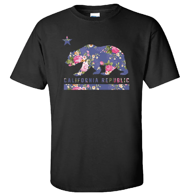 women's minimalist turtleneck top -California Republic Paisley Flower Bear Asst Colors T-shirt/tee