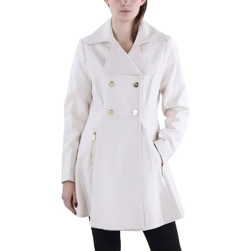 women's casual denim jacket -Womens Wool Blend Midi Pea Coat