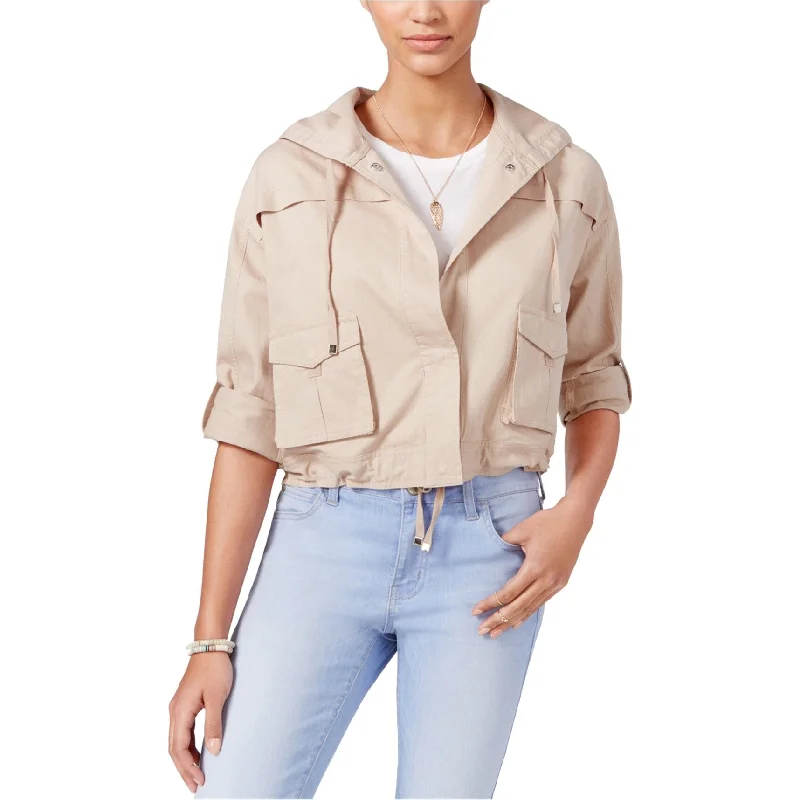 ladies' fur-lined jacket -American Rag Womens Cargo Cropped Jacket, Beige, Small