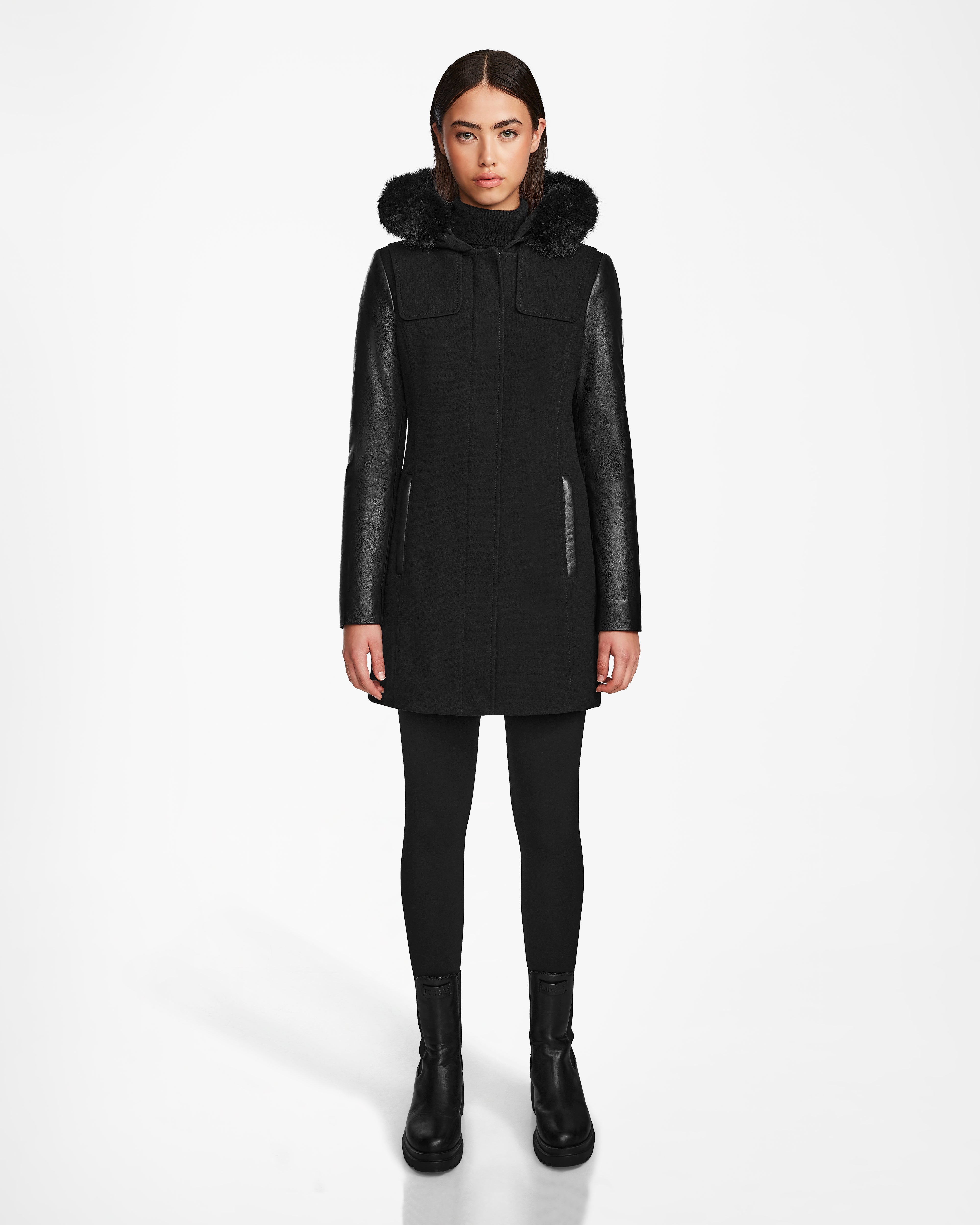 sleek minimalist coat for women -MALIK - L123565 Black