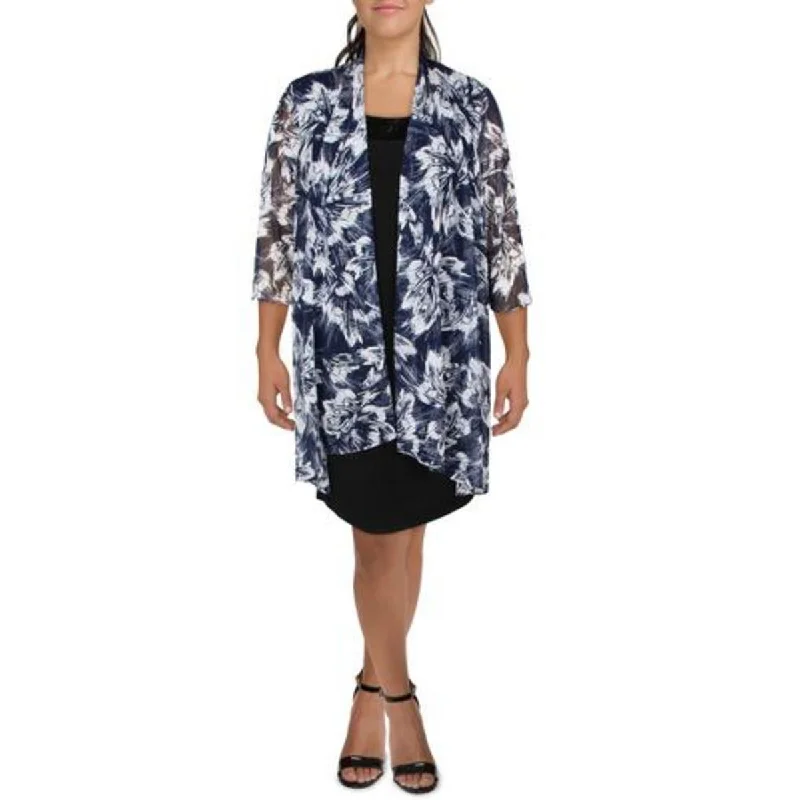 winter parka for women -R&M Richards Womens Mesh Printed Duster Blazer