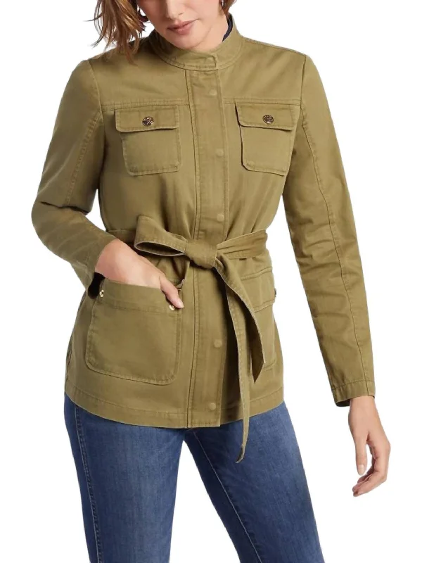 sleek minimalist coat for women -Field Jacket In Green