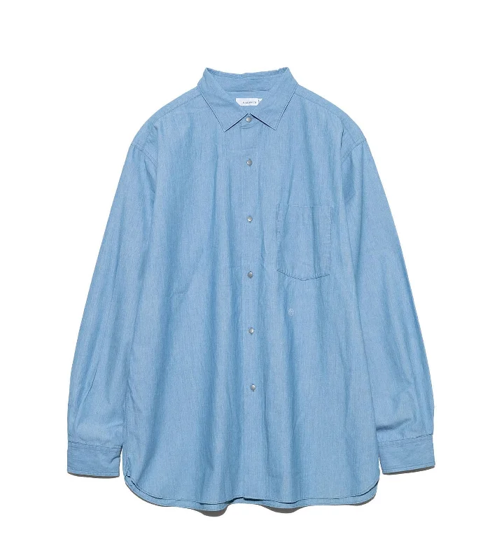 elegant wool cape for women -Regular Collar Chambray Shirt