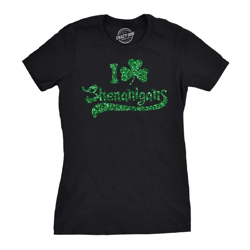 stylish animal print top for women -I Clover Shenanigans Glitter Women's T Shirt