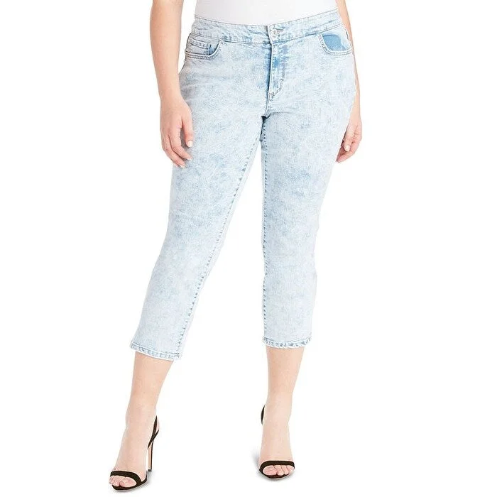 casual denim capri pants for women -Jessica Simpson Women's Hem Arrow Crop Straight Leg Jeans Blue- Size 22 W - 22W