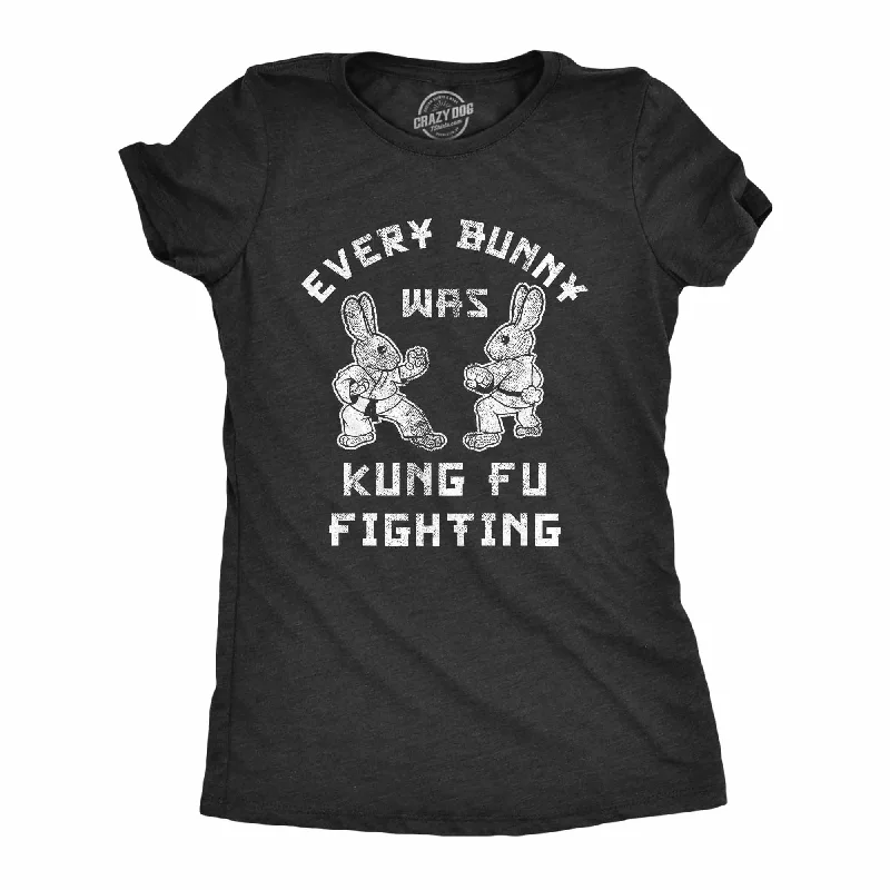 off-the-shoulder ruffle top for women -Every Bunny Was Kung Fu Fighting Women's T Shirt