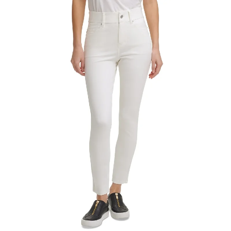 women's high-waisted jeans -DKNY Women's Solid Skinny Jeans White Size 8