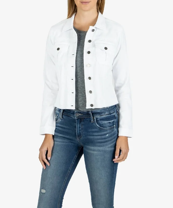 women's varsity bomber jacket -Kara Jacket In Optic White