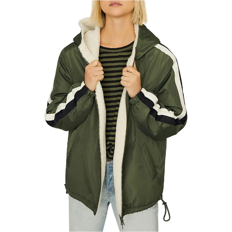 women's outdoor fleece jacket -Sanctuary Clothing Womens Track-Stripe Parka Coat