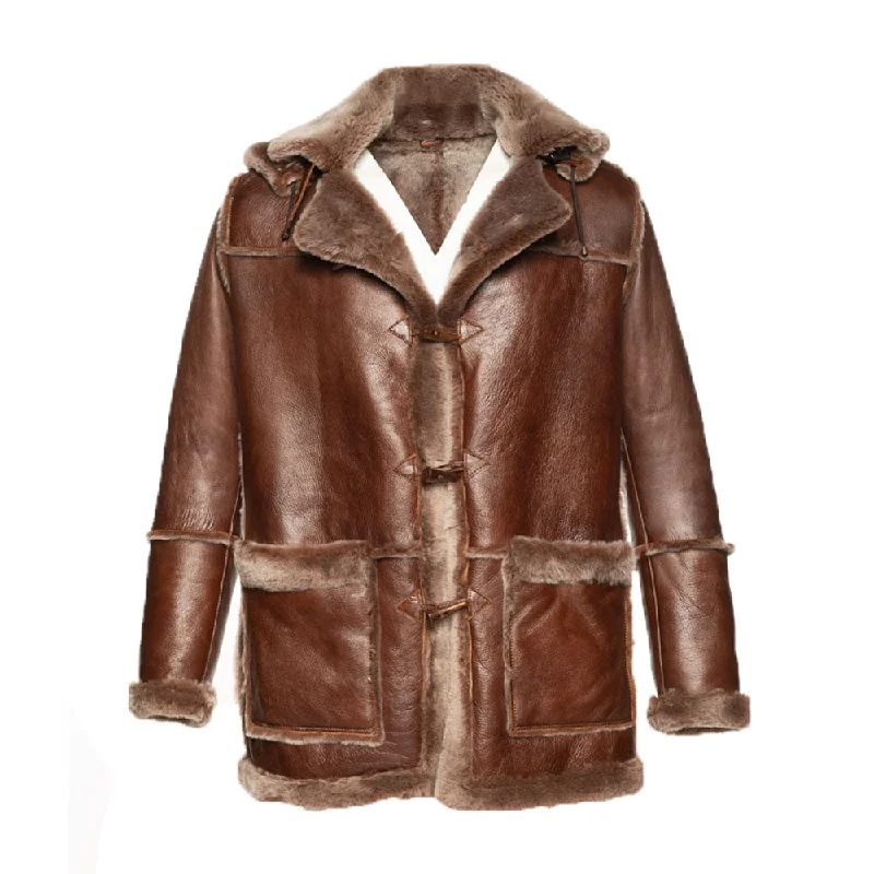 ladies' soft knit cardigan coat -Eamon Brown duffle shearling jacket