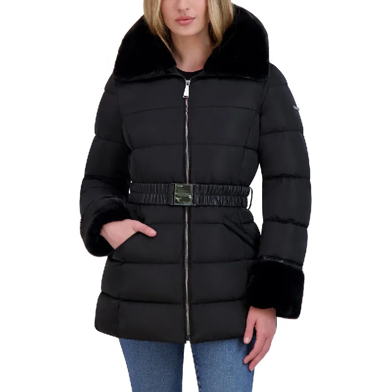 elegant long coat for women -Womens Quilted Midi Puffer Jacket