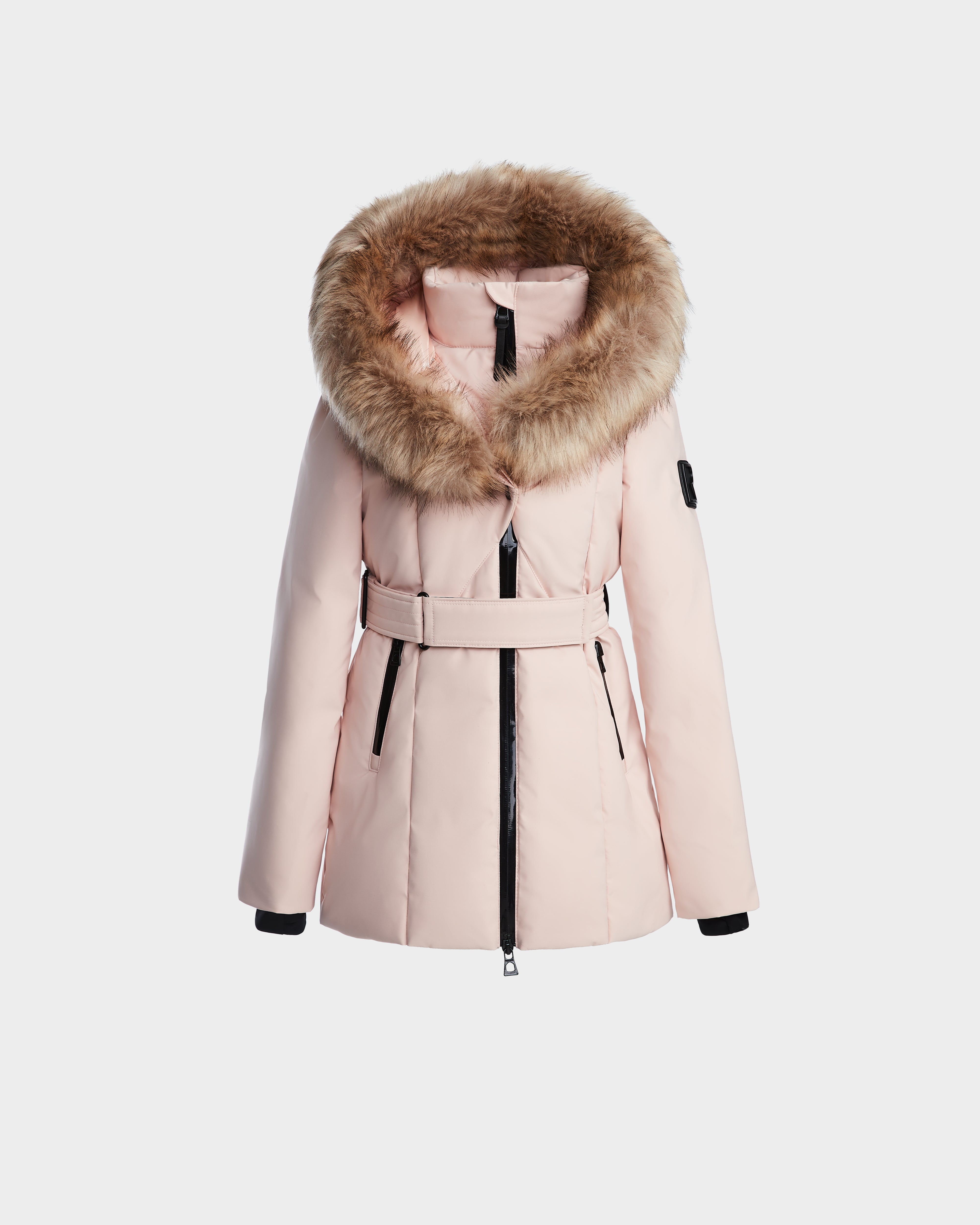 warm shearling coat for women -MODA K - 0124505 Pastel Pink