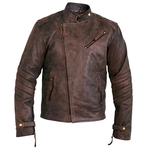 winter-ready women's parka -Floyd's Vintage Copper cafe racer style leather jacket