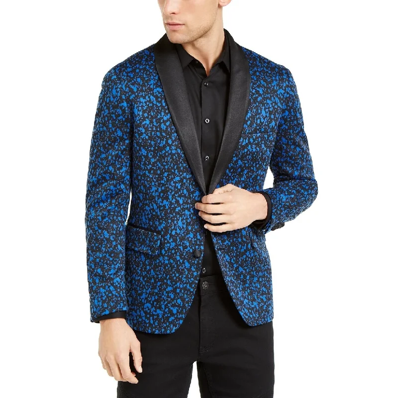 lightweight quilted jacket for women -INC International Concepts Men's Slim-Fit Paint Splatter Knit Blazer Navy Size XX Large - XX-Large