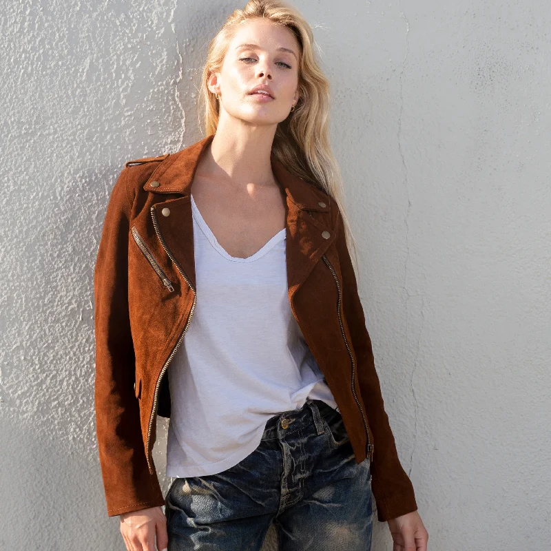 stylish leather jacket for women -Jacket Suede "Nomade" Women