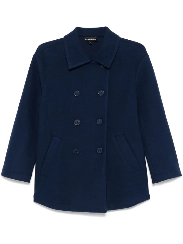 elegant long coat for women -Emporio Armani Women's Coats blue