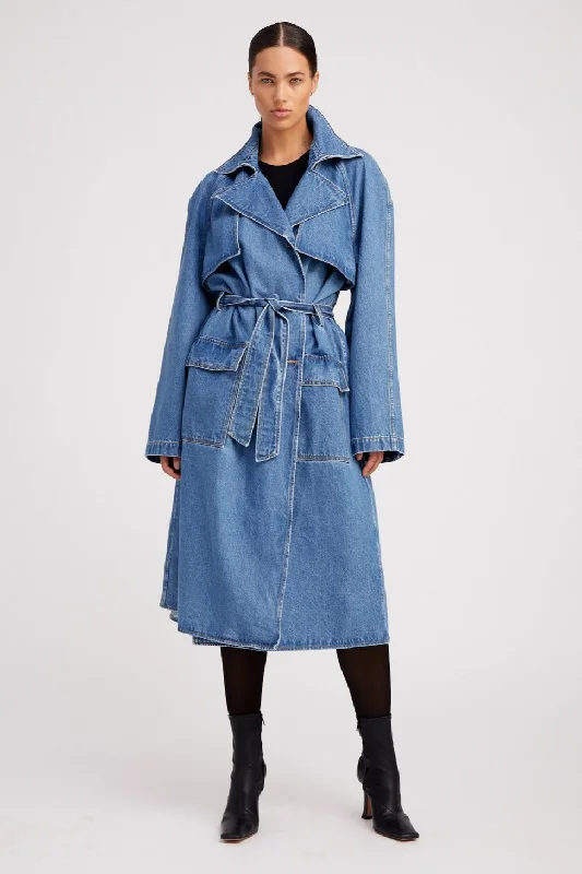 women's travel-friendly jacket -Coco Denim Trench